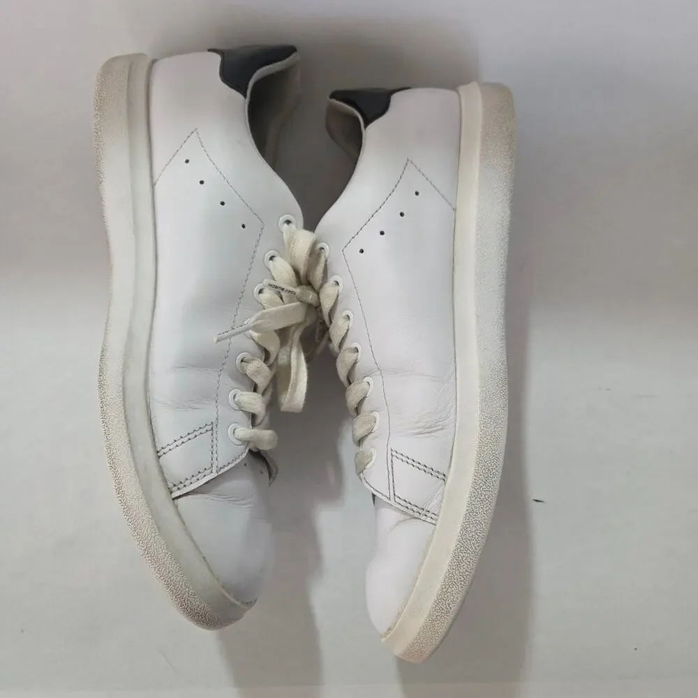 Tory Burch Howell Court Low Top Leather Sneakers Titanium White Black Sz 8